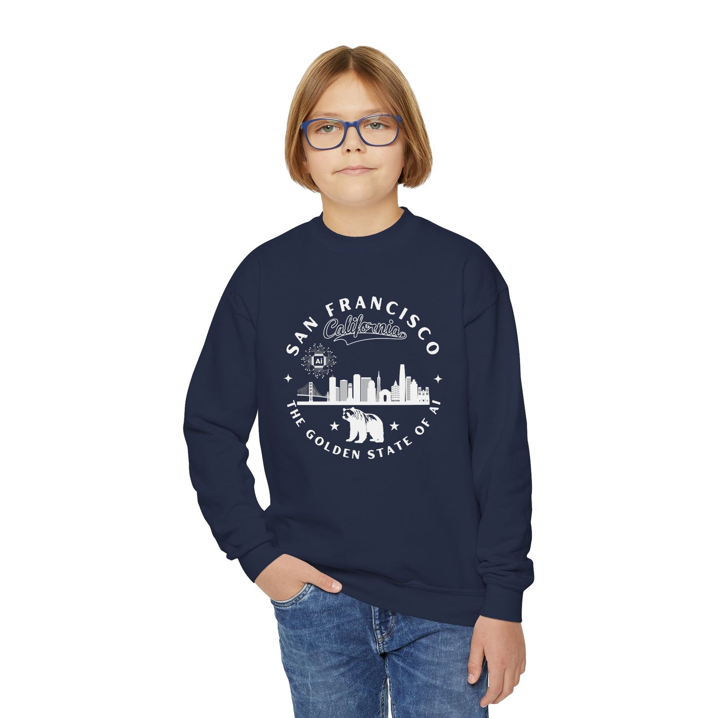 San Francisco CA The Golden State of AI Youth Crewneck