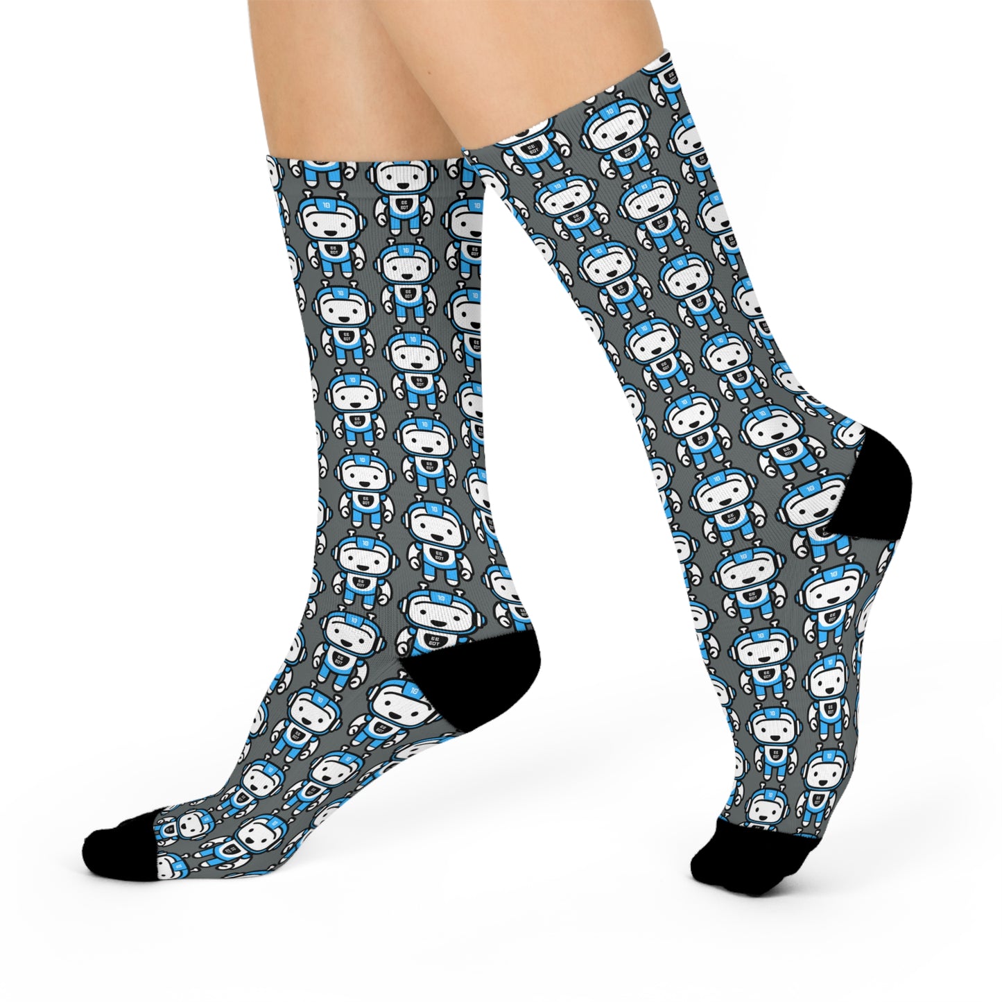 BB Bot Blue Character Cushioned Crew Socks