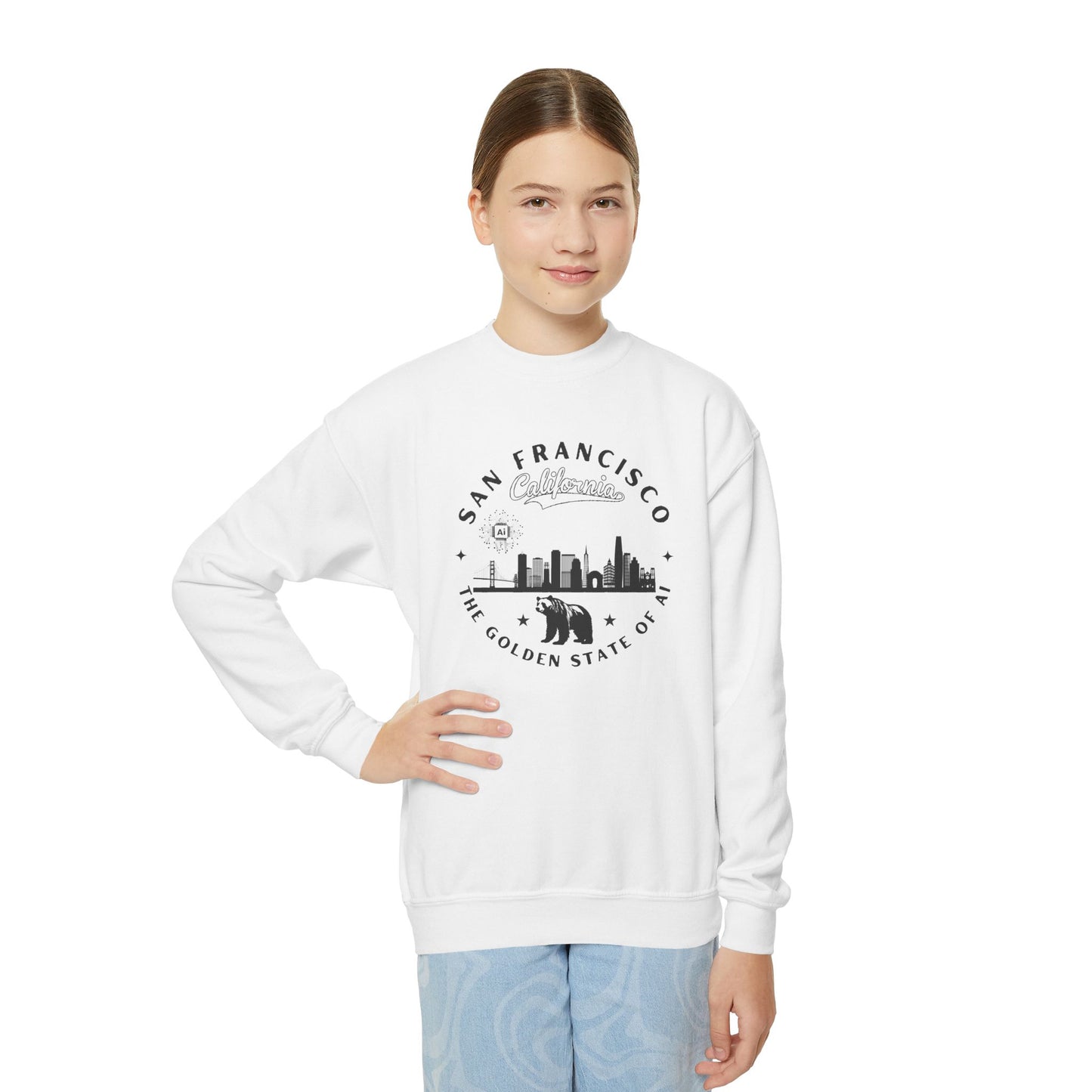 San Francisco CA The Golden State of AI Youth Crewneck