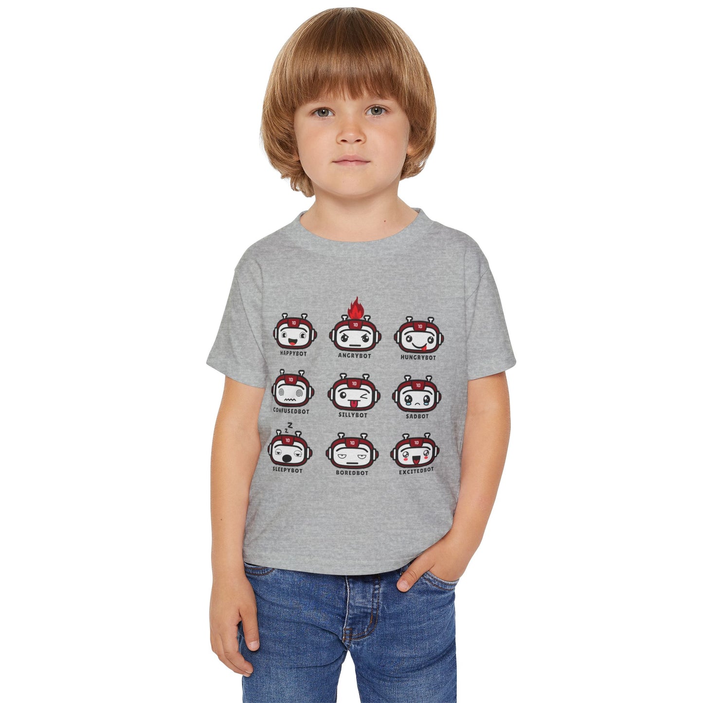 Toddler Robot Emotions Short Sleeve Tee