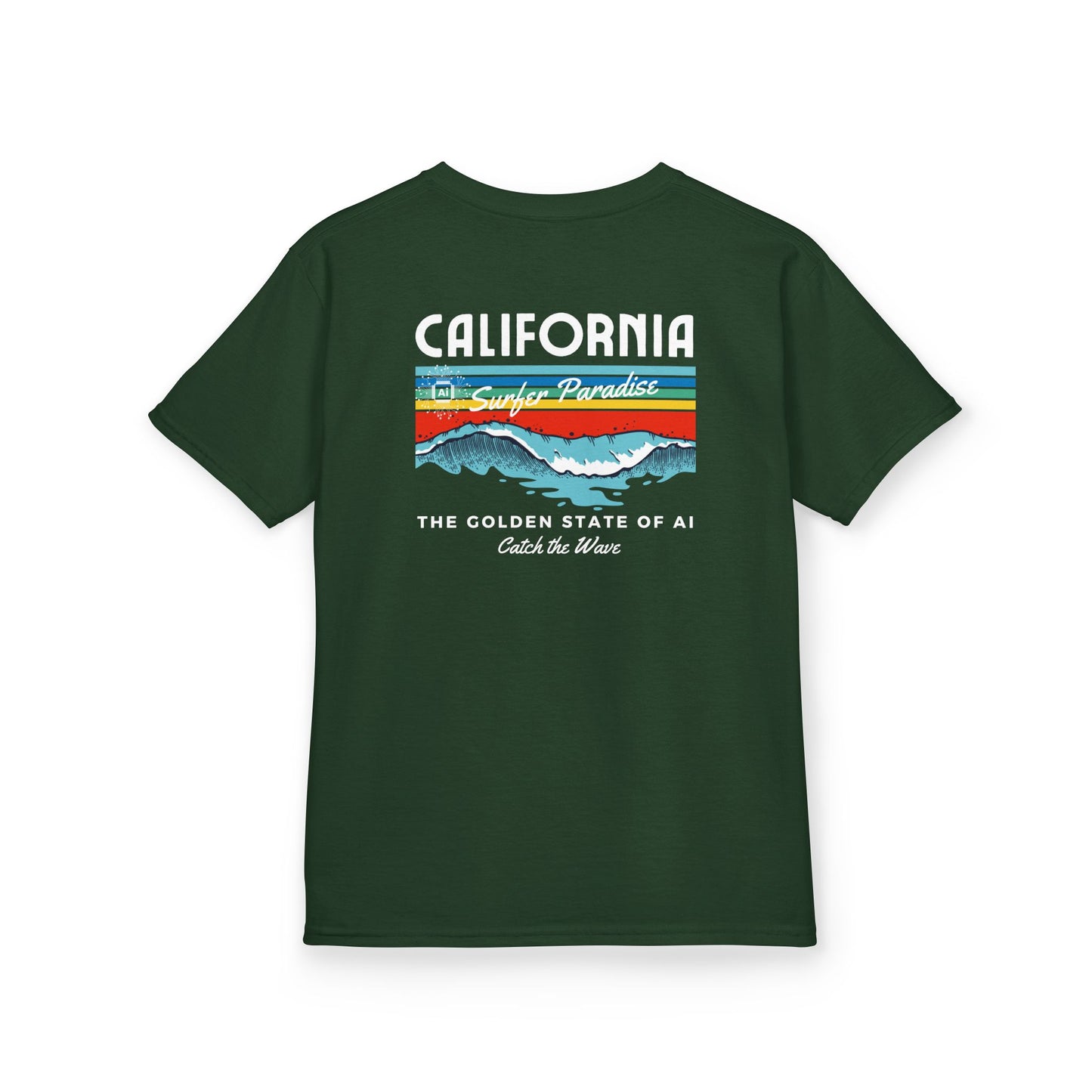Catch the Wave CA Golden State of AI Themed Kids Heavy Cotton Tee
