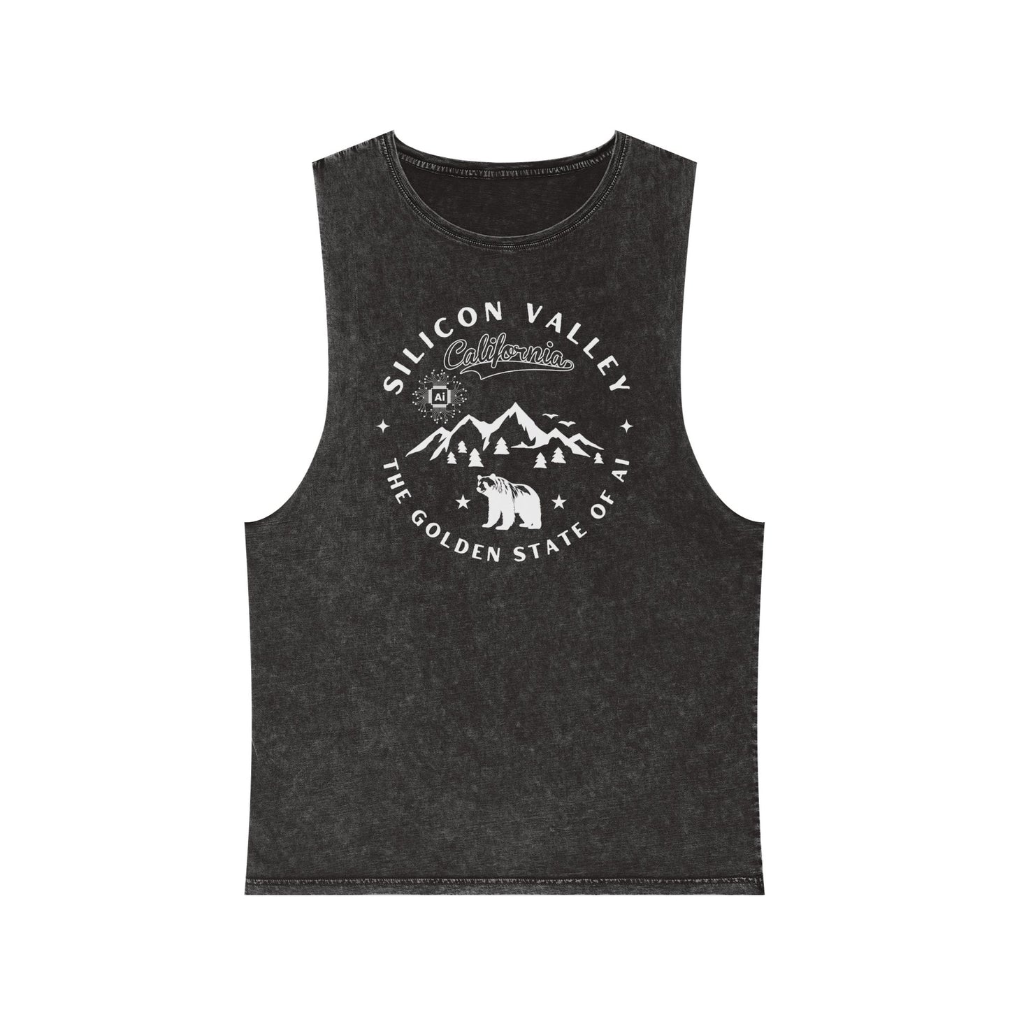Silicon Valley CA The Golden State of AI - Unisex Stonewash Tank Top
