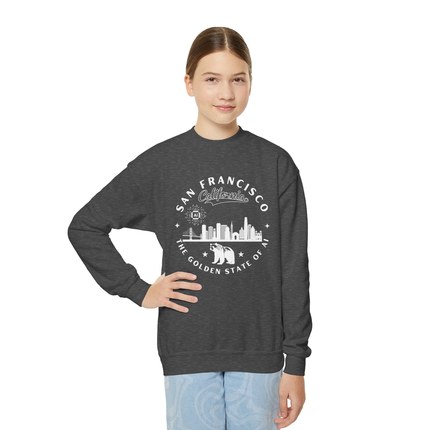 San Francisco CA The Golden State of AI Youth Crewneck