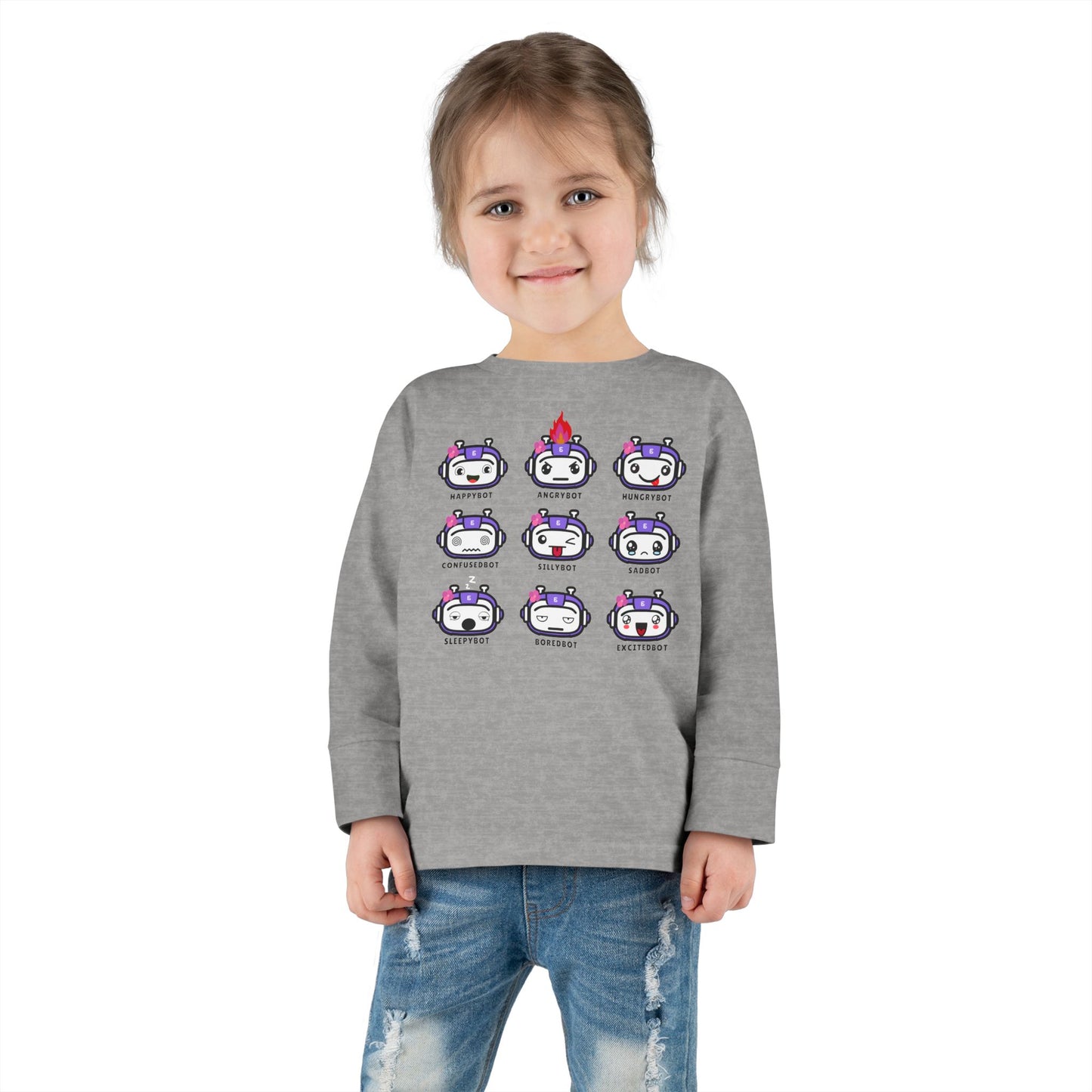 Toddler Robot Emotions (Girl) - Long Sleeve Tee