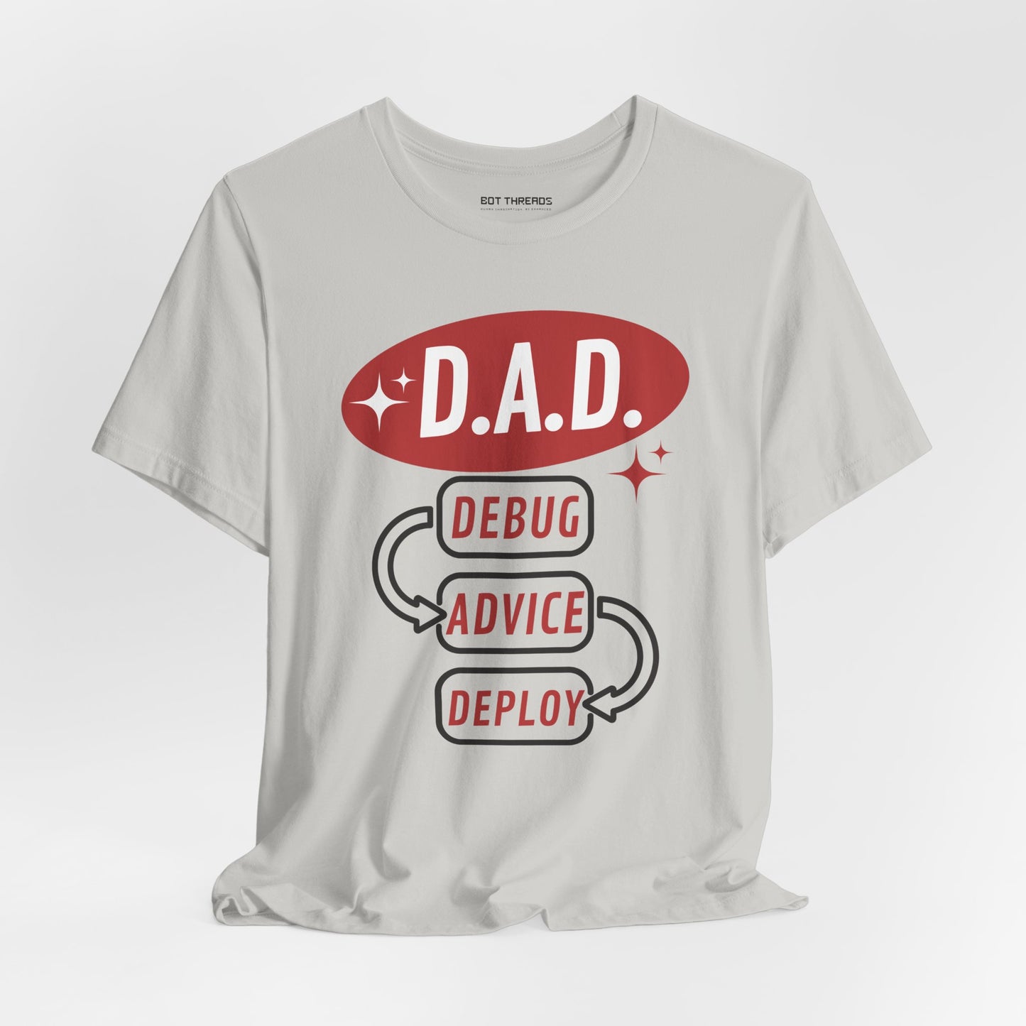 Funny Dad Debug Advice Deploy T-Shirt | Unisex Short Sleeve Tee