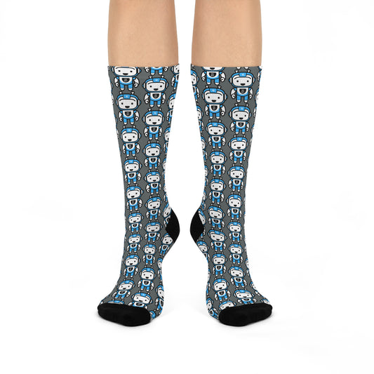 BB Bot Blue Character Cushioned Crew Socks