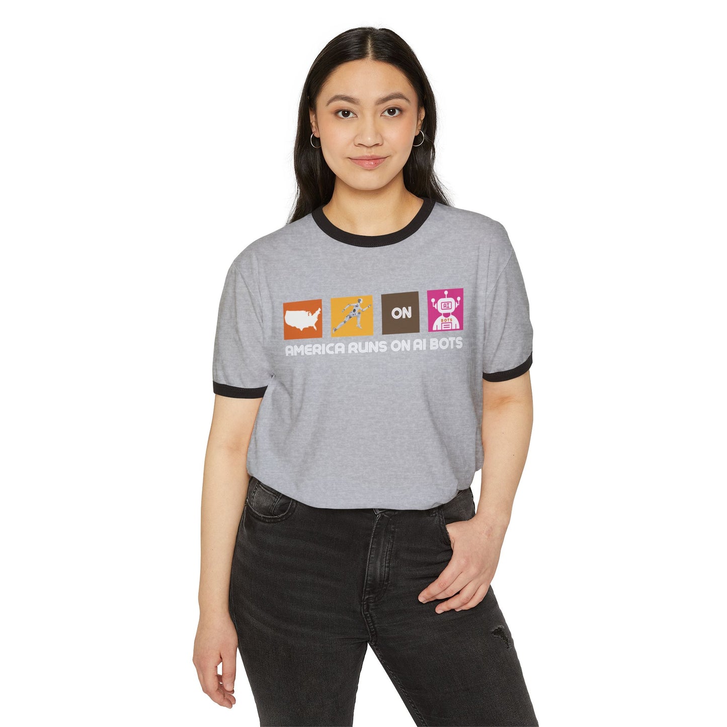 America Runs on AI Bots - Retro Unisex Tee