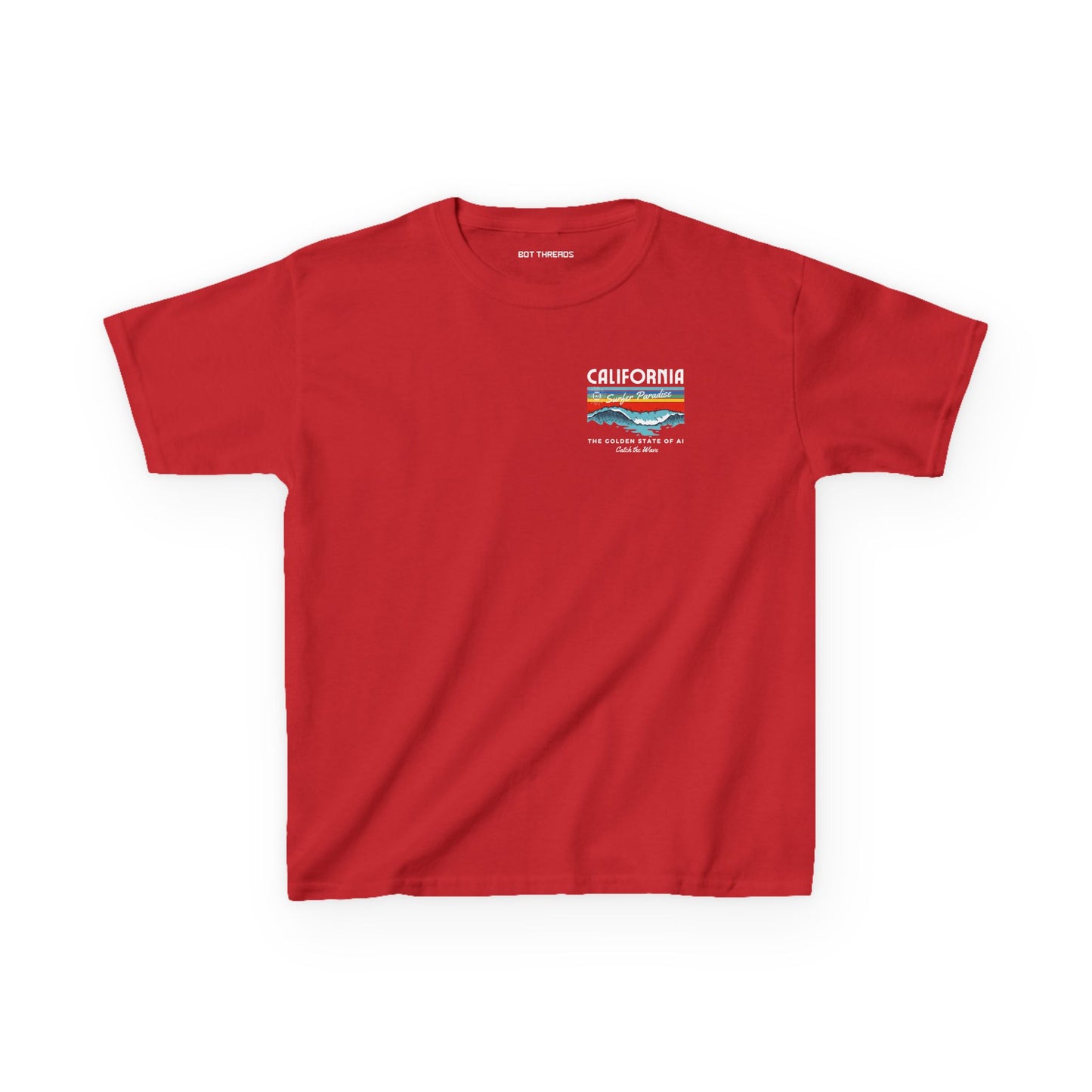 Catch the Wave CA Golden State of AI Themed Kids Heavy Cotton Tee