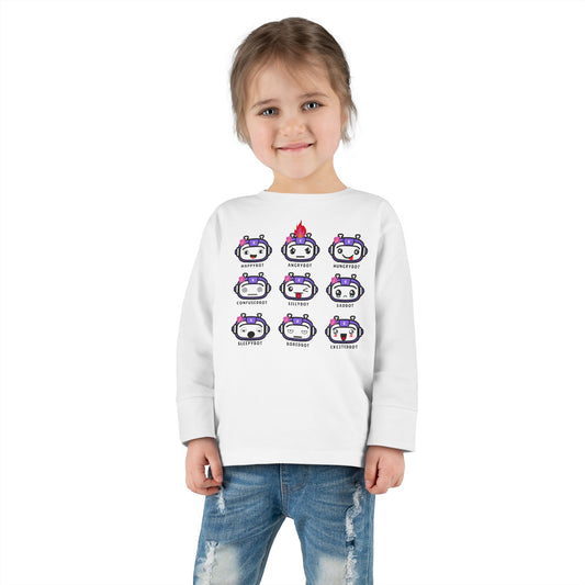 Toddler Robot Emotions (Girl) - Long Sleeve Tee
