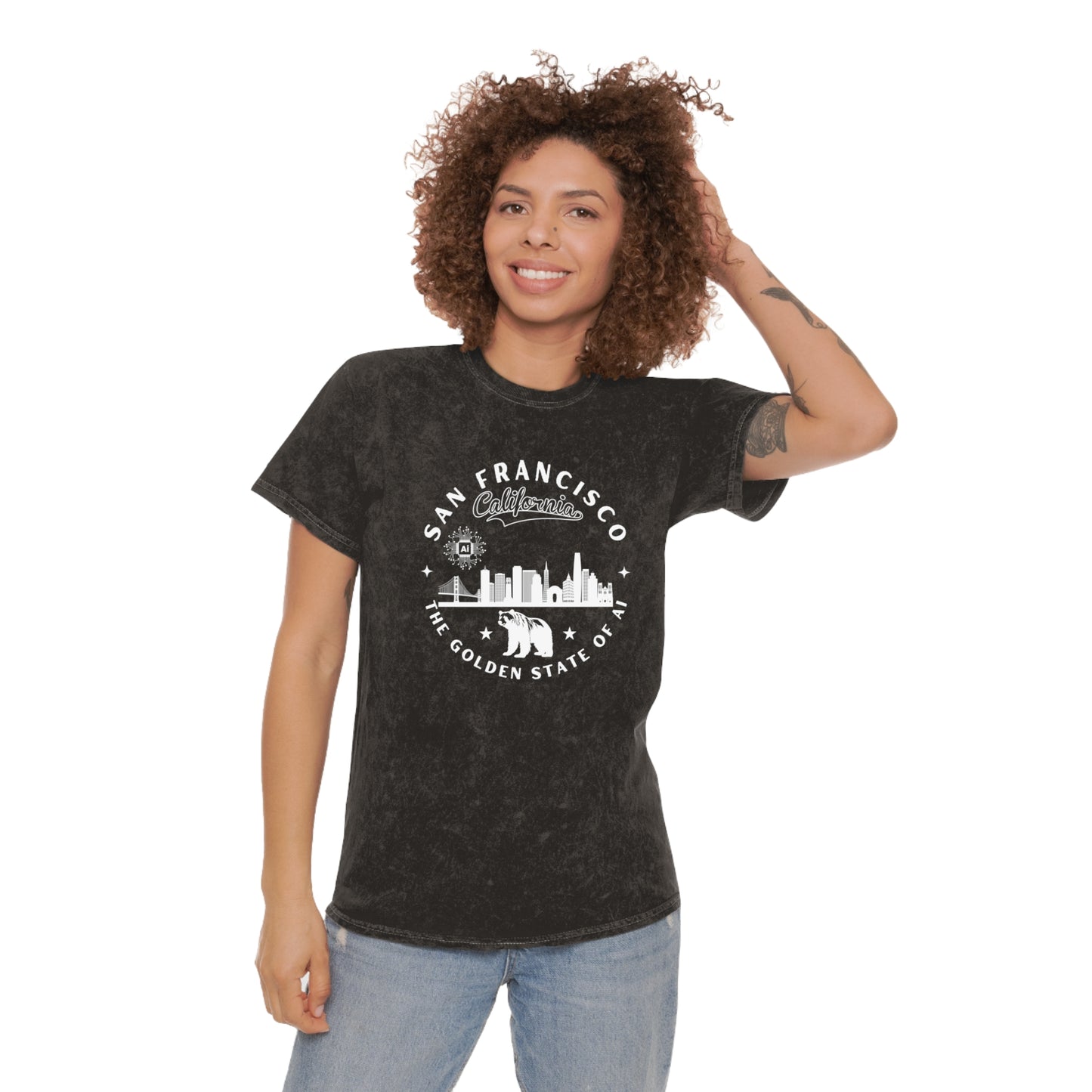 SF CA The Golden State of AI - Mineral Wash Tee