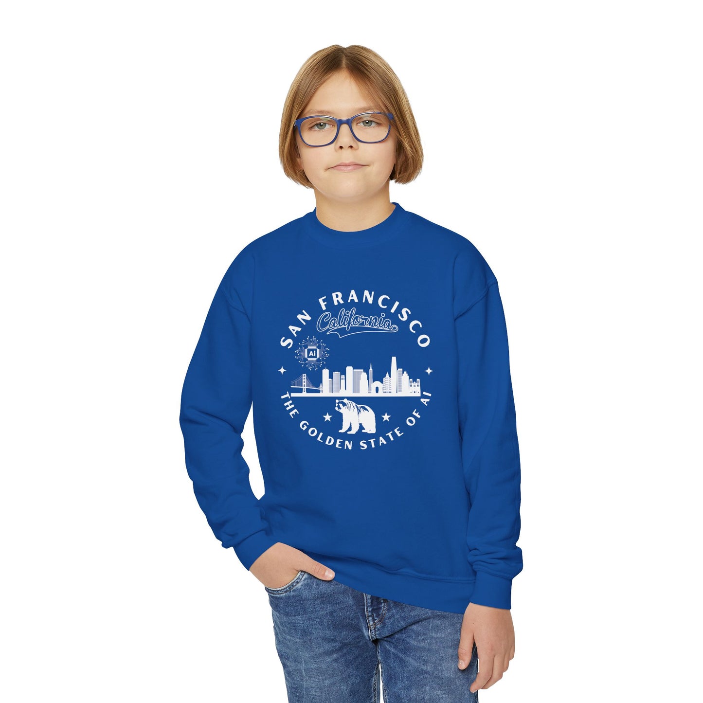 San Francisco CA The Golden State of AI Youth Crewneck