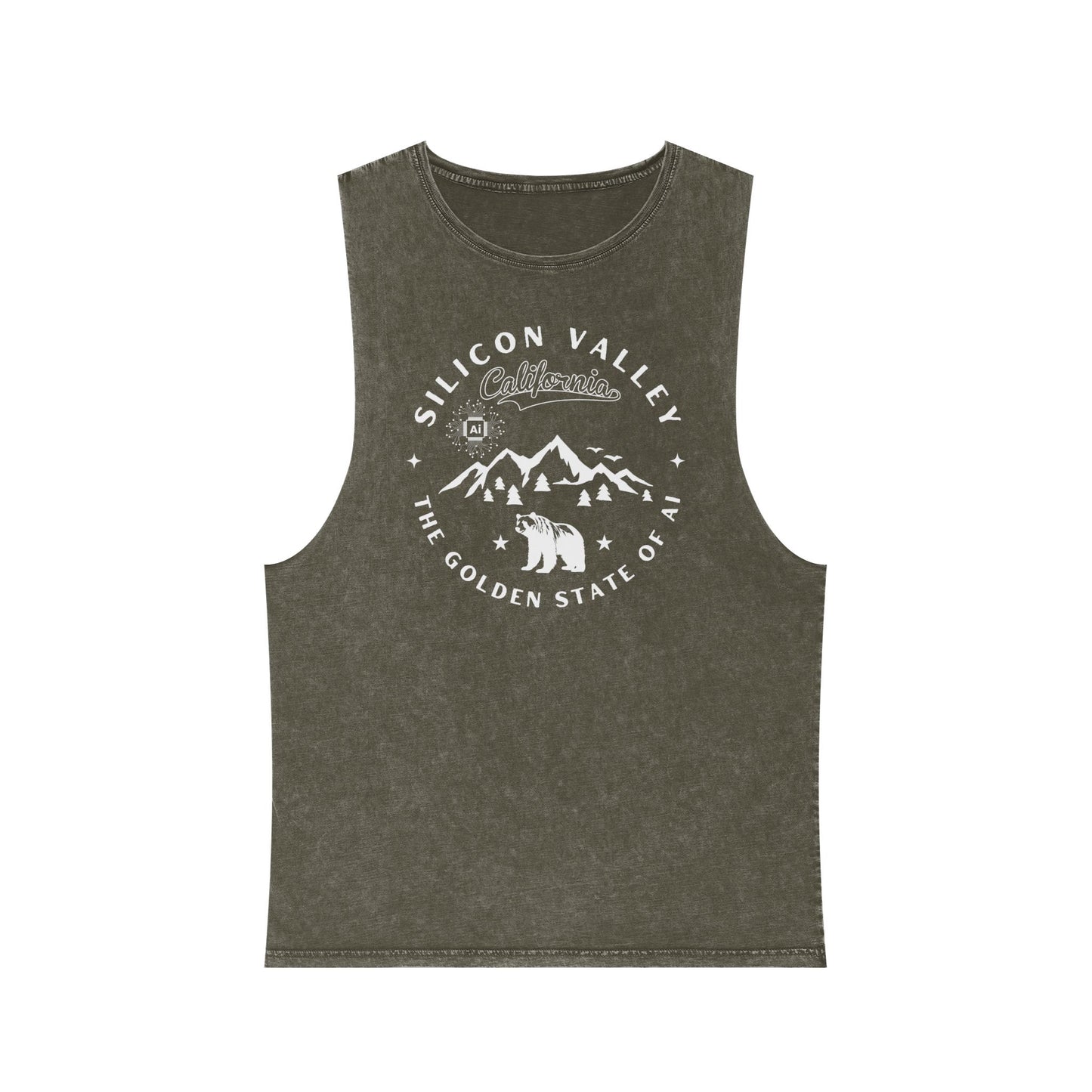 Silicon Valley CA The Golden State of AI - Unisex Stonewash Tank Top