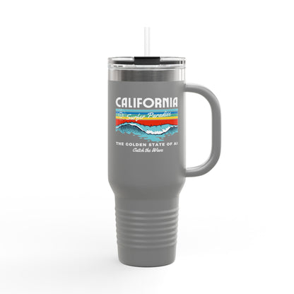 Catch the Wave CAThe Golden State of AI - Insulated Travel Mug 40oz with Straw