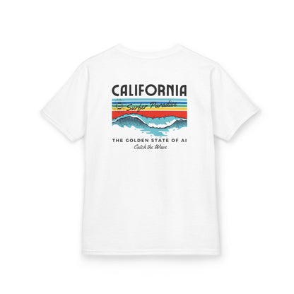 Catch the Wave CA Golden State of AI Themed Kids Heavy Cotton Tee
