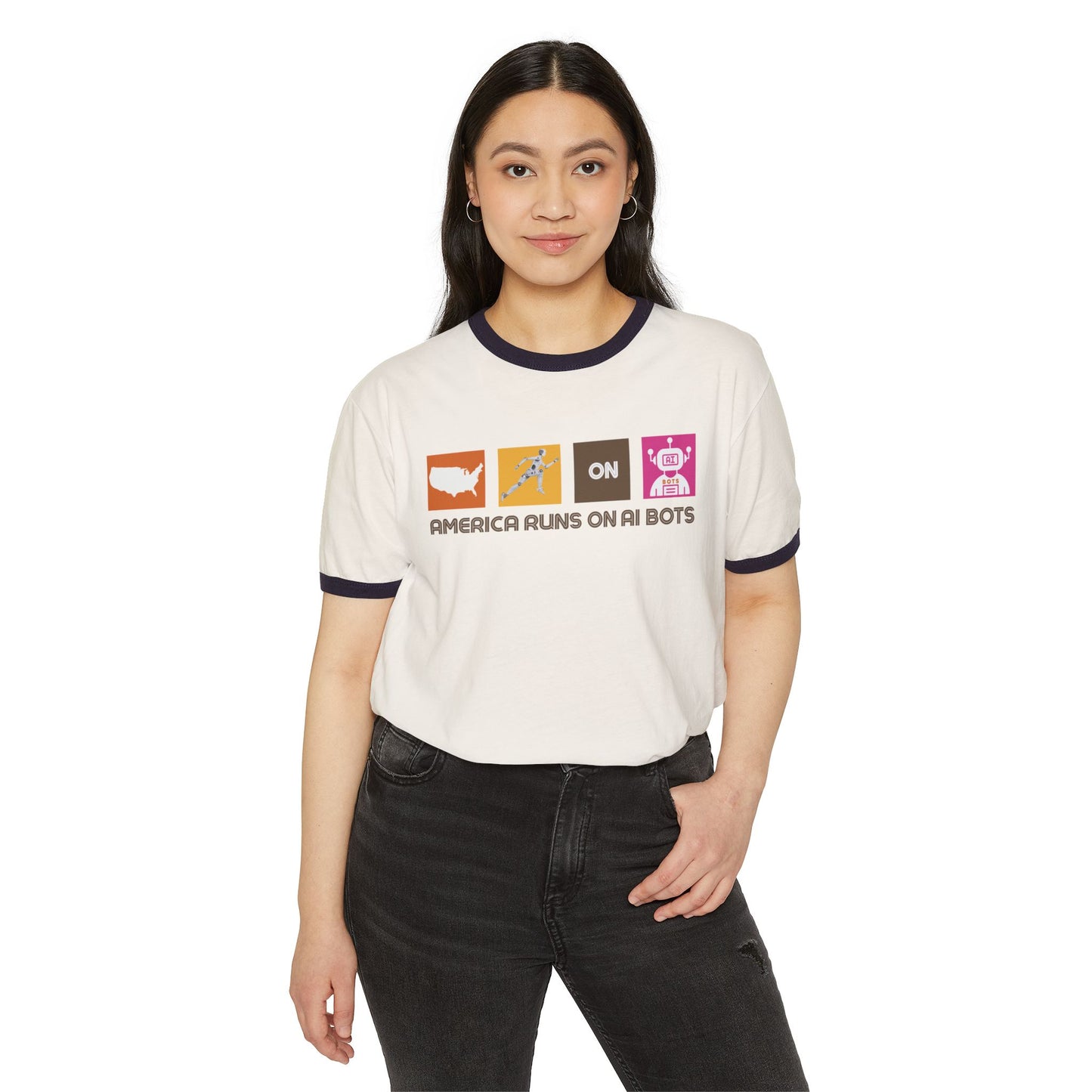 America Runs on AI Bots - Retro Unisex Tee