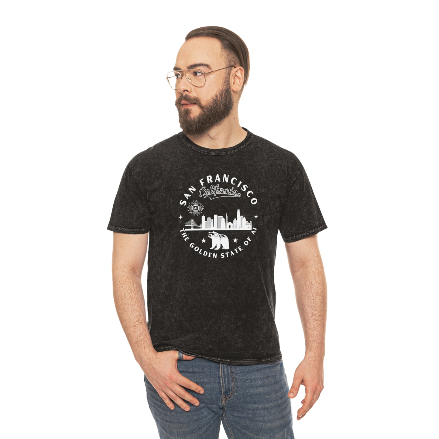 SF CA The Golden State of AI - Mineral Wash Tee