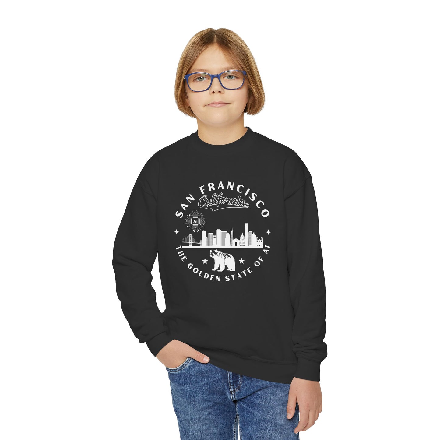 San Francisco CA The Golden State of AI Youth Crewneck