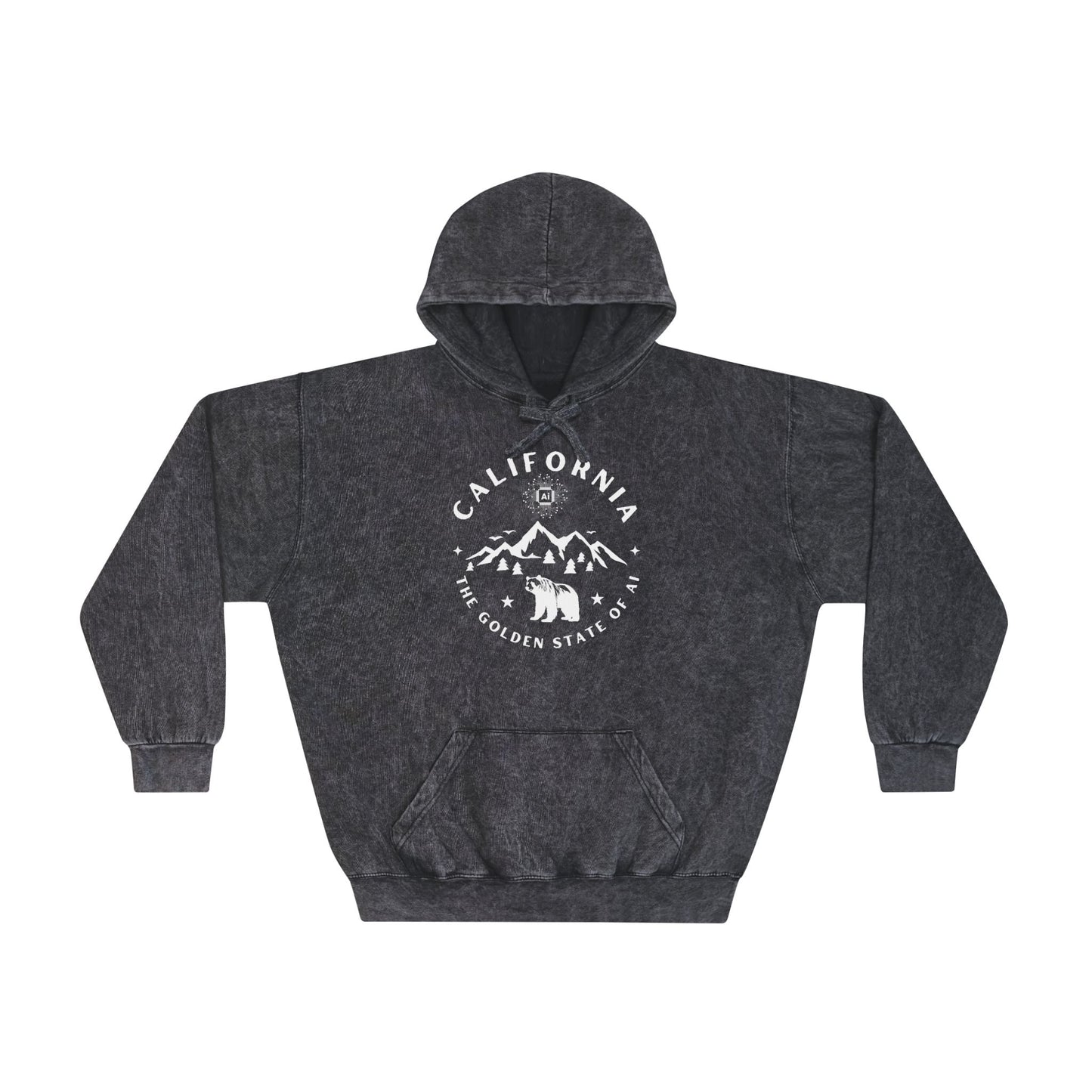 California Golden State of AI Mineral Wash Hoodie - Cozy Graphic Sweatshirt