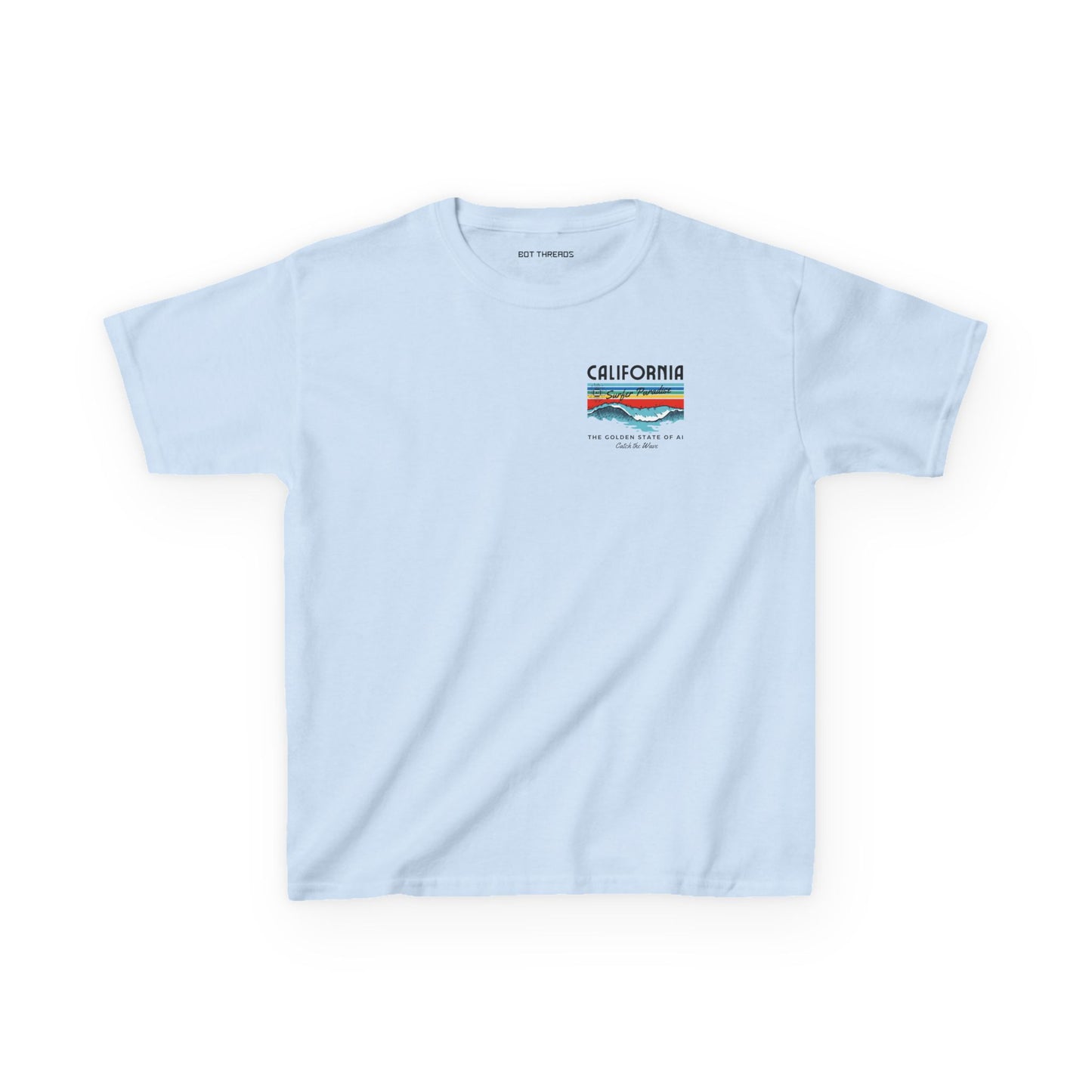 Catch the Wave CA Golden State of AI Themed Kids Heavy Cotton Tee