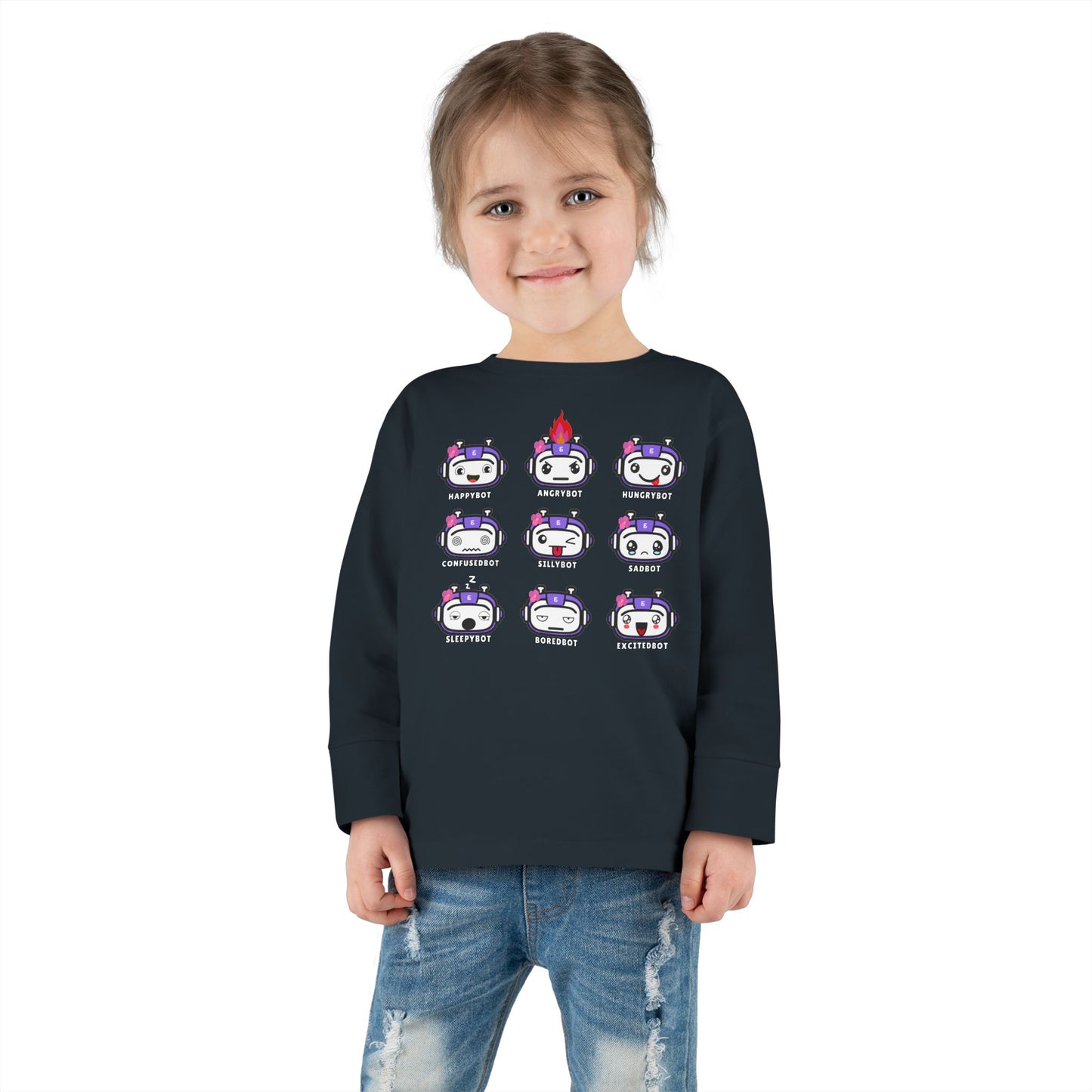 Toddler Robot Emotions (Girl) - Long Sleeve Tee