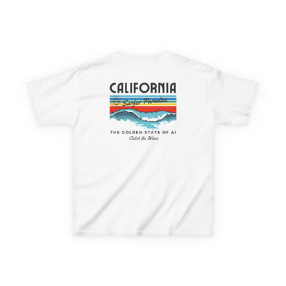 Catch the Wave CA Golden State of AI Themed Kids Heavy Cotton Tee