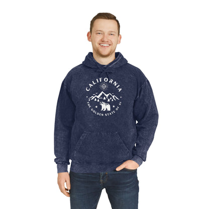 California Golden State of AI Mineral Wash Hoodie - Cozy Graphic Sweatshirt