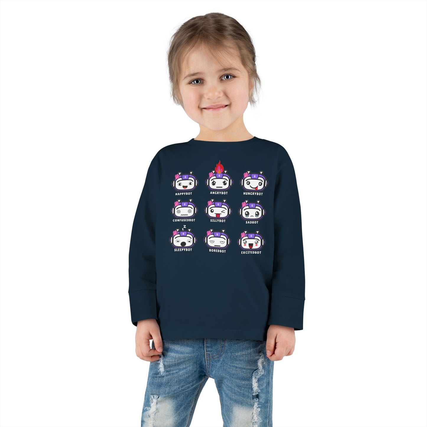 Toddler Robot Emotions (Girl) - Long Sleeve Tee