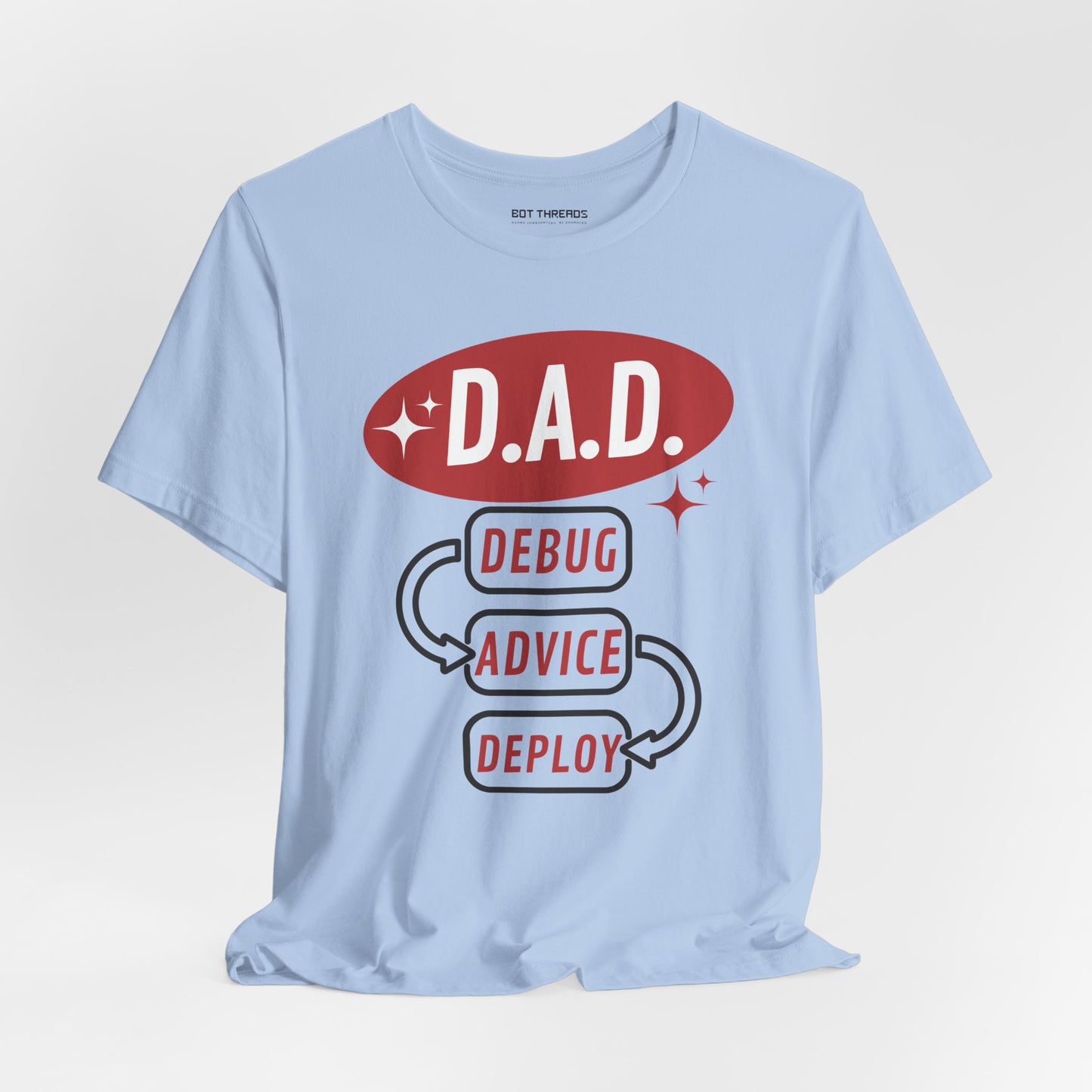 Funny Dad Debug Advice Deploy T-Shirt | Unisex Short Sleeve Tee