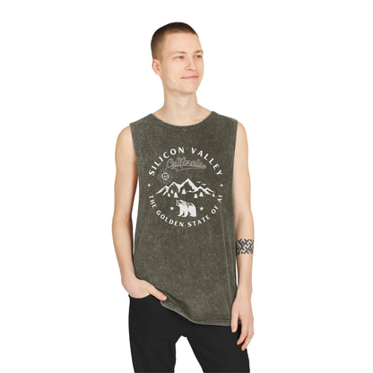 Silicon Valley CA The Golden State of AI - Unisex Stonewash Tank Top