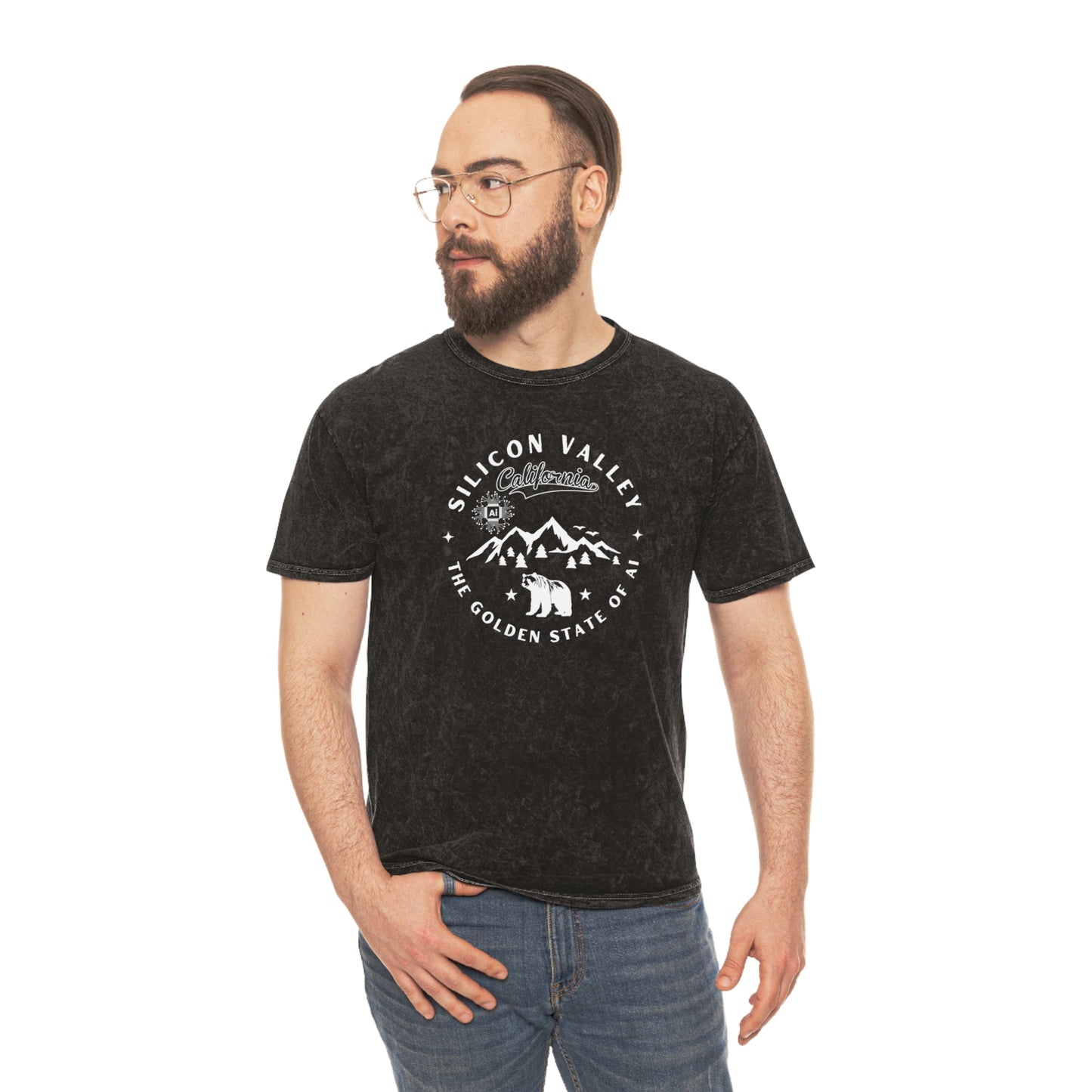 Silicon Valley CA The Golden State of AI - Mineral Wash Tee
