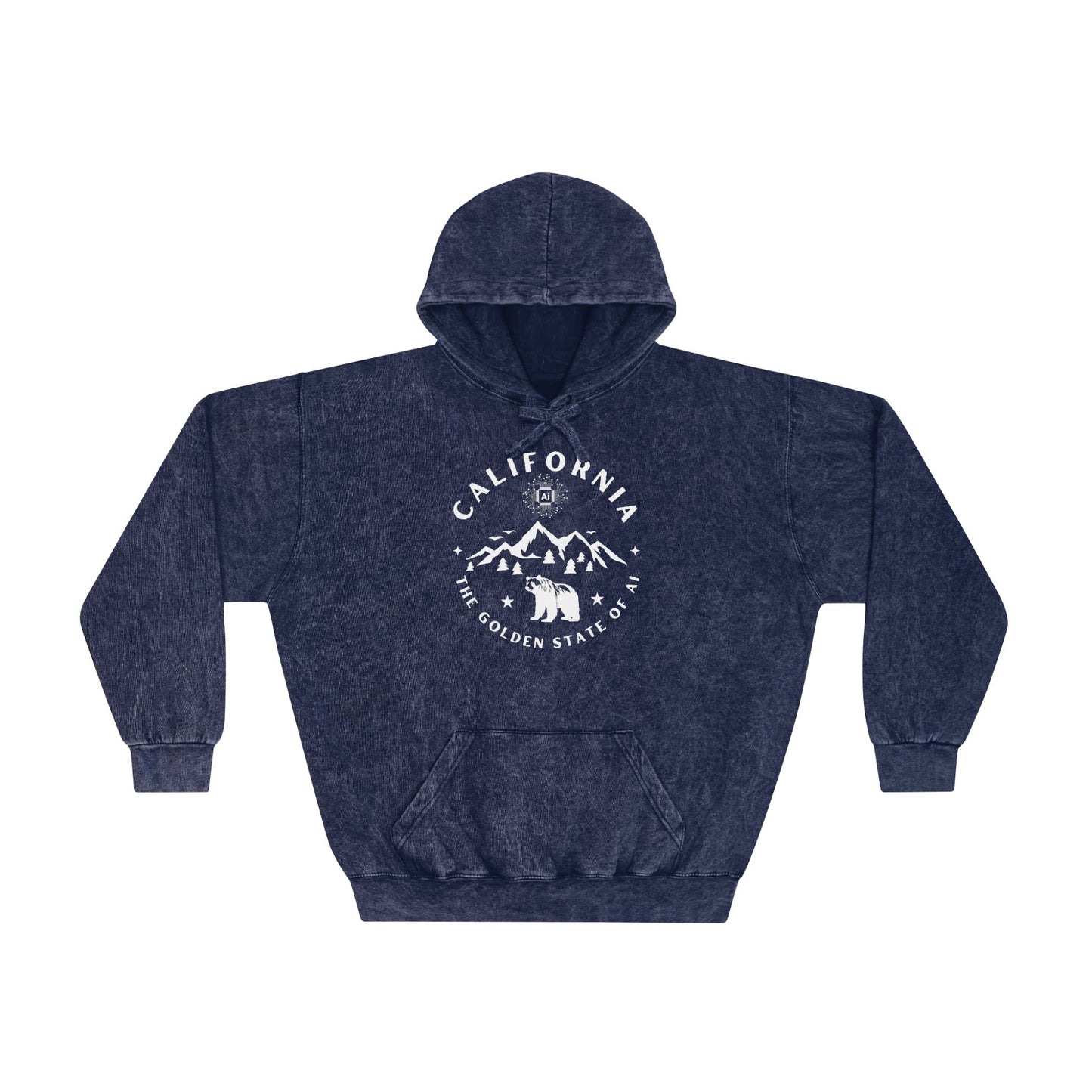 California Golden State of AI Mineral Wash Hoodie - Cozy Graphic Sweatshirt