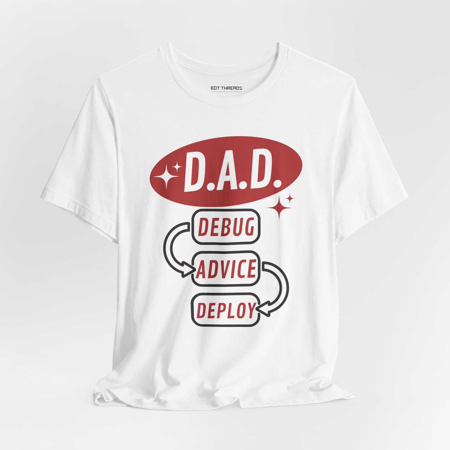 Funny Dad Debug Advice Deploy T-Shirt | Unisex Short Sleeve Tee