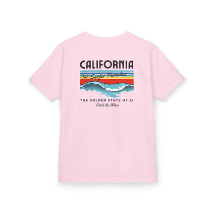 Catch the Wave CA Golden State of AI Themed Kids Heavy Cotton Tee