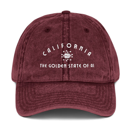 California Golden State of AI Vintage Cap - Embroidered Adjustable Baseball Hat