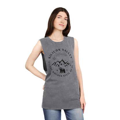 Silicon Valley CA The Golden State of AI - Unisex Stonewash Tank Top