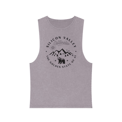 Silicon Valley CA The Golden State of AI - Unisex Stonewash Tank Top