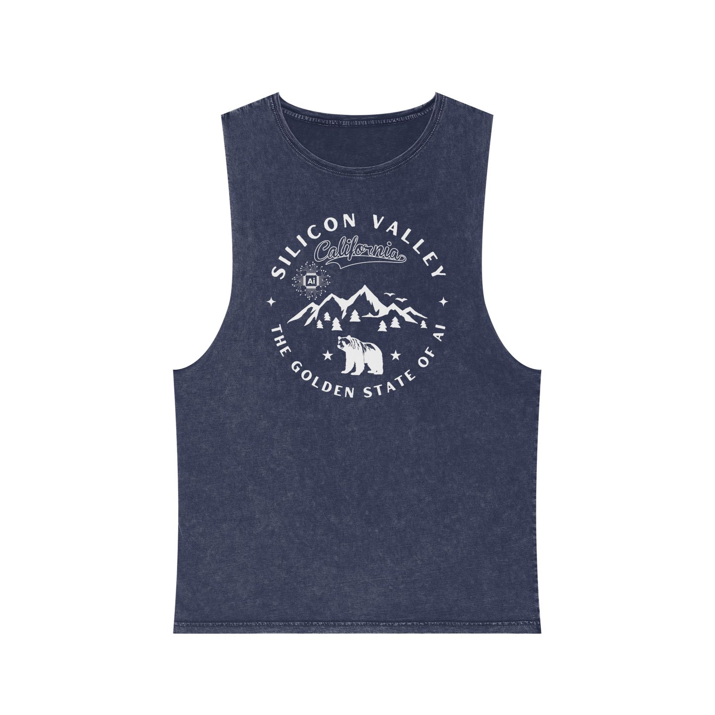 Silicon Valley CA The Golden State of AI - Unisex Stonewash Tank Top