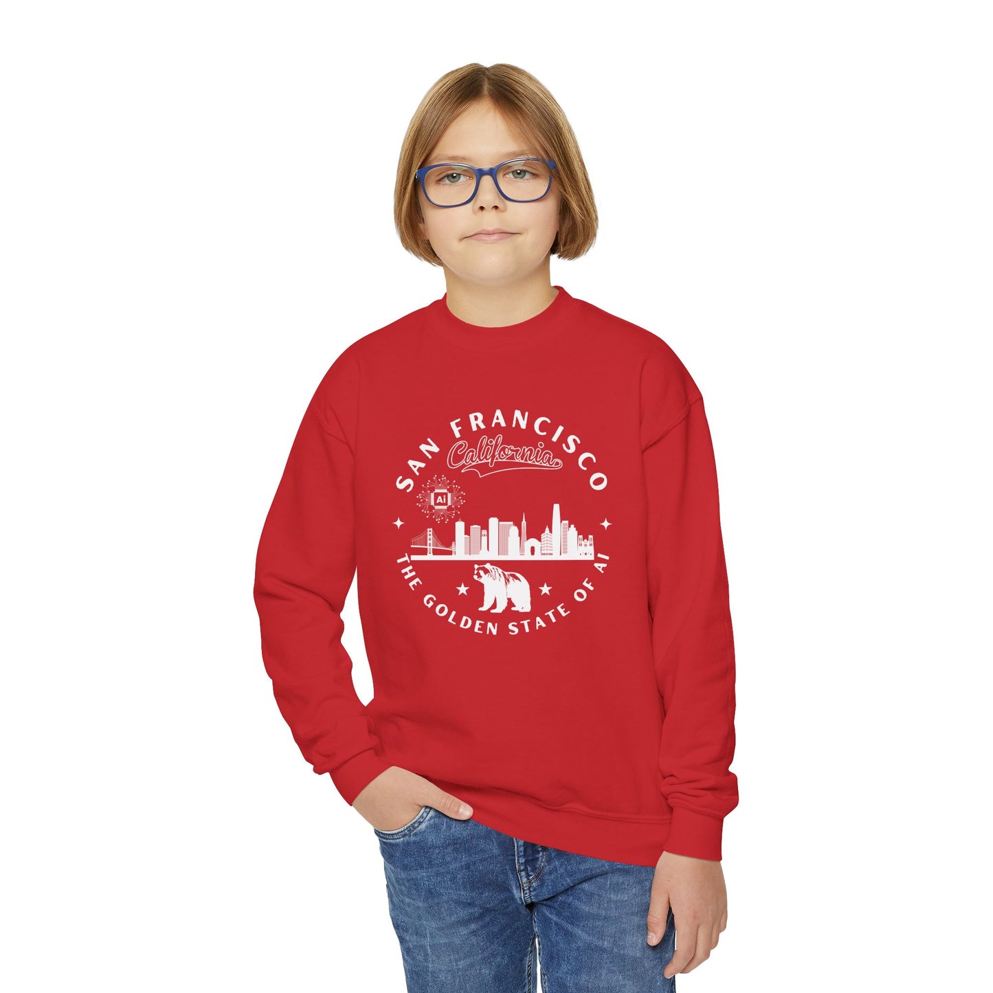San Francisco CA The Golden State of AI Youth Crewneck