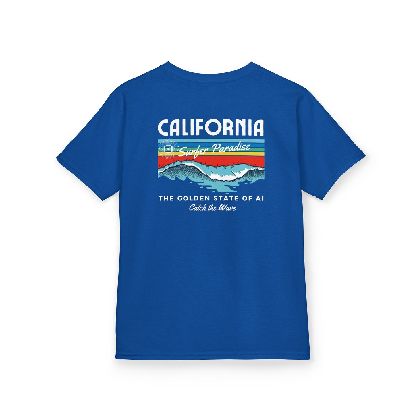 Catch the Wave CA Golden State of AI Themed Kids Heavy Cotton Tee