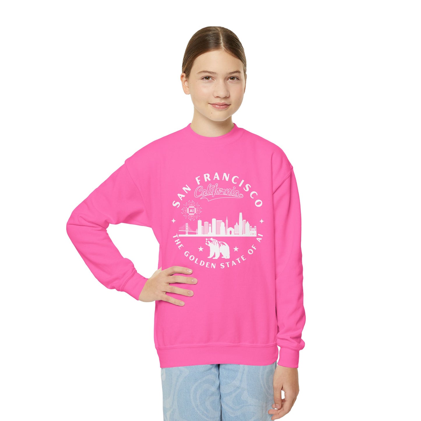 San Francisco CA The Golden State of AI Youth Crewneck