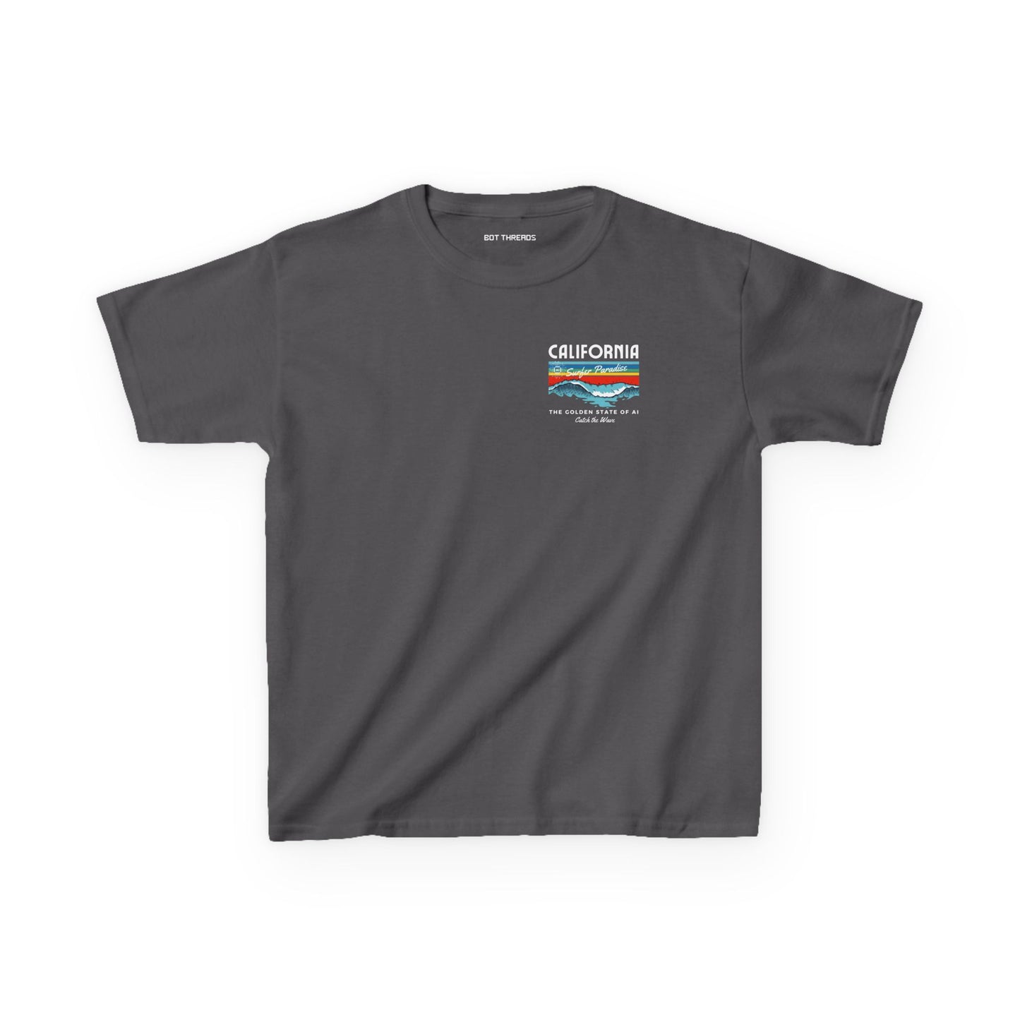 Catch the Wave CA Golden State of AI Themed Kids Heavy Cotton Tee