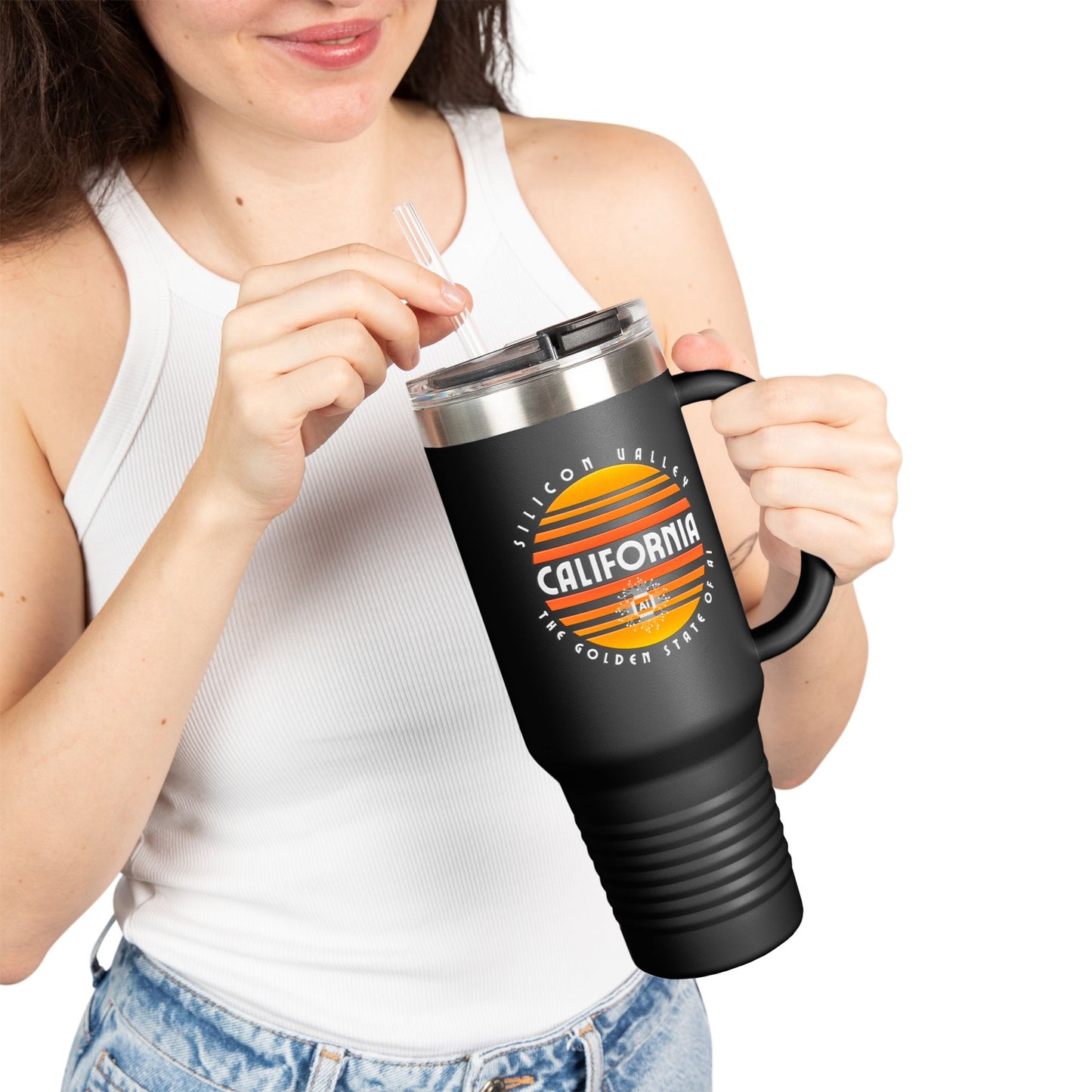 Silicon Valley CA The Golden State of AI - Travel Mug - 40oz with Straw
