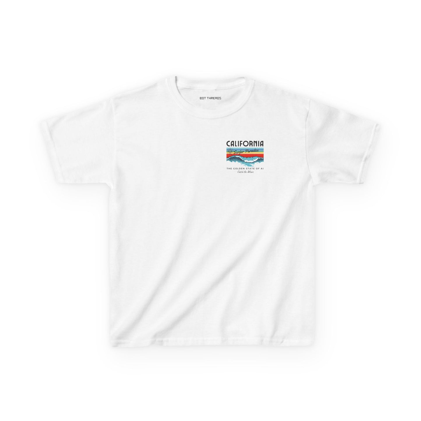 Catch the Wave CA Golden State of AI Themed Kids Heavy Cotton Tee