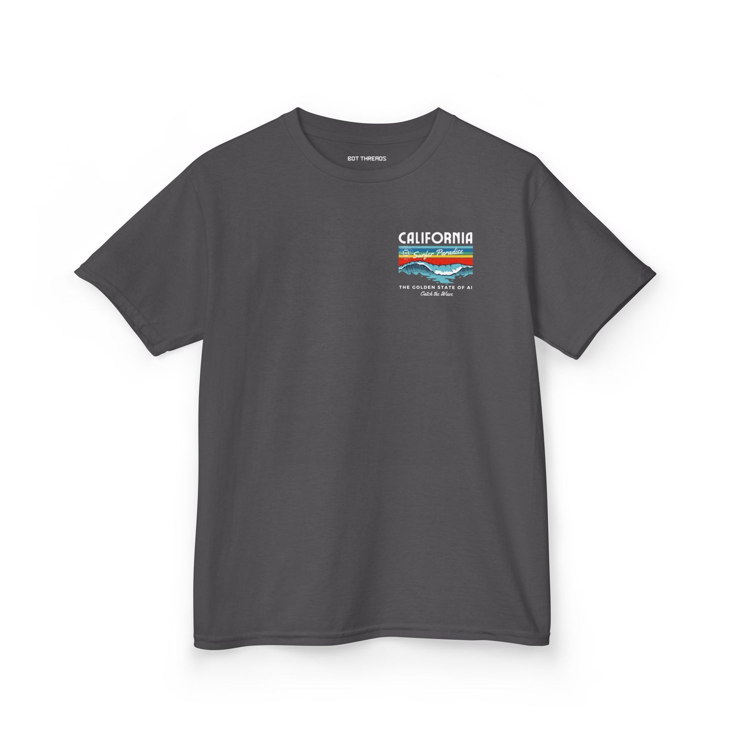 Catch the Wave CA Golden State of AI Themed Kids Heavy Cotton Tee
