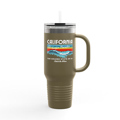 Catch the Wave CAThe Golden State of AI - Insulated Travel Mug 40oz with Straw