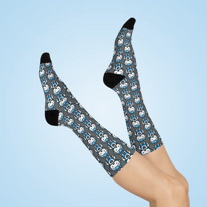 BB Bot Blue Character Cushioned Crew Socks