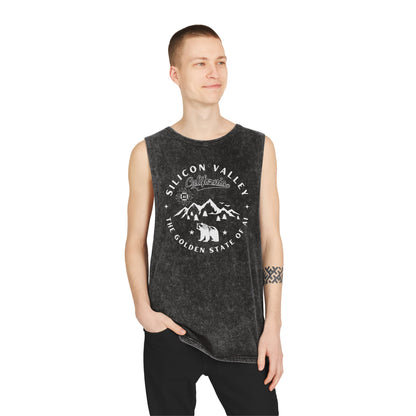 Silicon Valley CA The Golden State of AI - Unisex Stonewash Tank Top