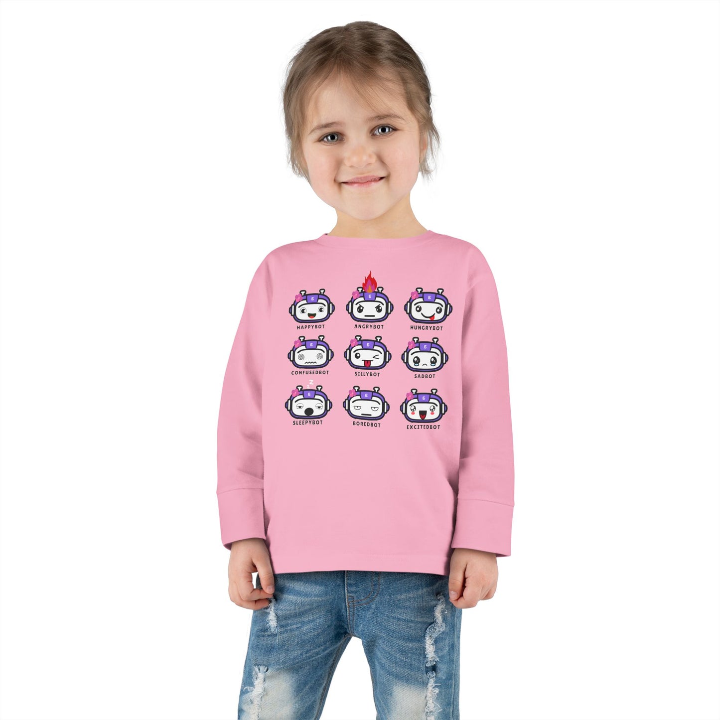 Toddler Robot Emotions (Girl) - Long Sleeve Tee