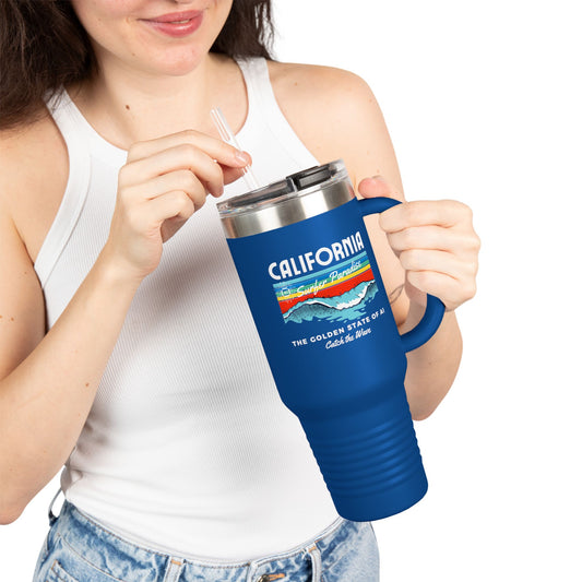 Catch the Wave CAThe Golden State of AI - Insulated Travel Mug 40oz with Straw