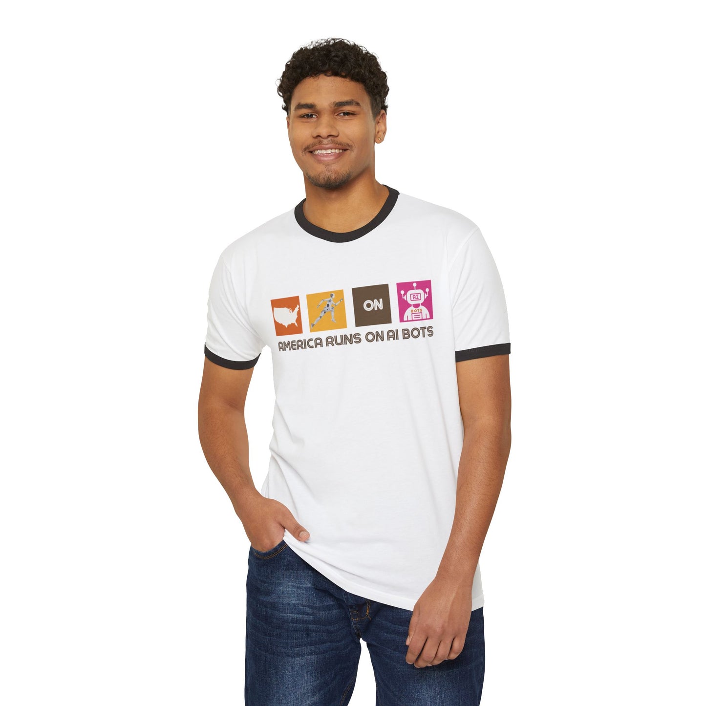 America Runs on AI Bots - Retro Unisex Tee